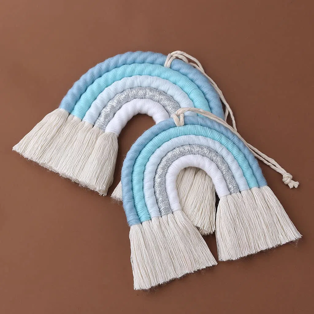 LEEleegang Macramè Arcobaleno Decorazione da Parete Boho Nursery Baby Kids Room Decor Baby Shower Arcobaleno Decorazione