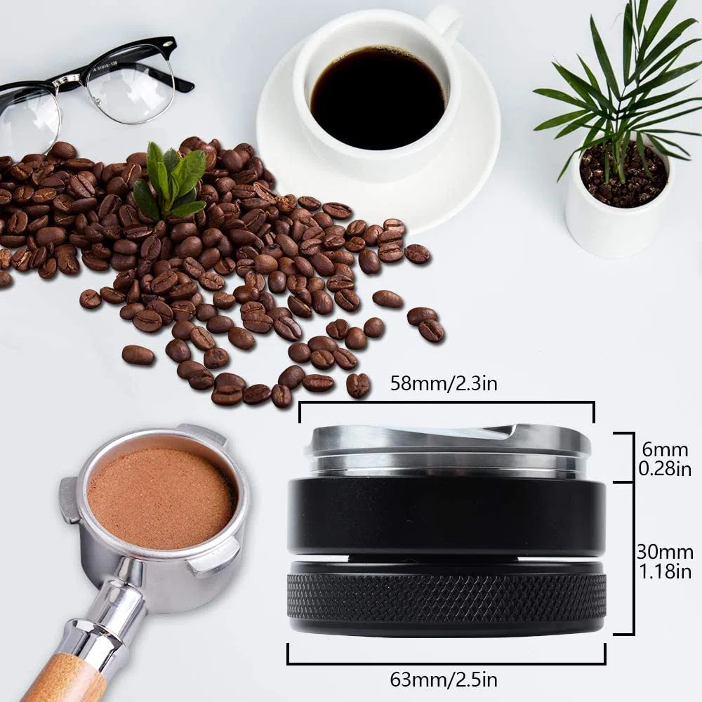 VIA CREMA Livellatore Caffè per Portafiltro 58,5 mm Coffee Leveller (58,5 mm) Distributore Macchine Espresso Acciaio Inox Presa Antiscivolo