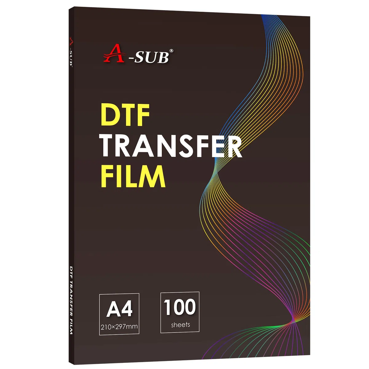 A-SUB DTF Transfer Film - 100 fogli A4 DTF Film per sublimazione o stampante DTF a getto d'inchiostro, carta per trasferimento diretta su pellicola opaca doppia faccia per magliette e tutti i tessuti