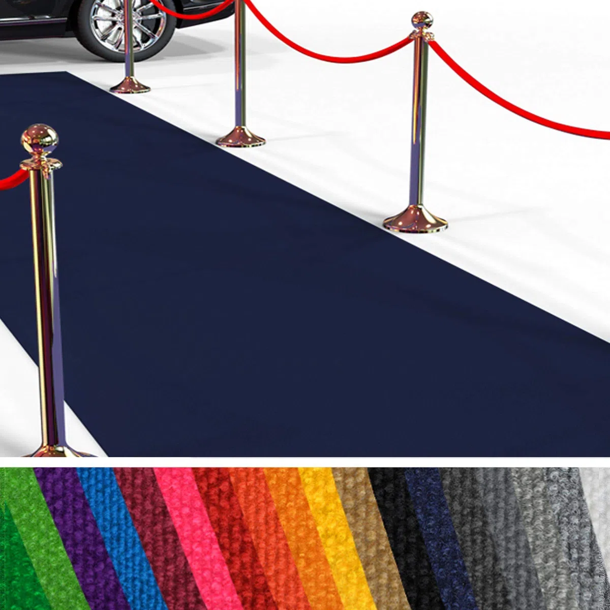 Passatoia Evento al Metro - Passerella Anti-Scivolo | Tappeto per Matrimonio, Cerimonia, Sfilata | 18 Colori, 2 Larghezze, fino a 50 m di Lunghezza |200x100 cm - Blu scuro