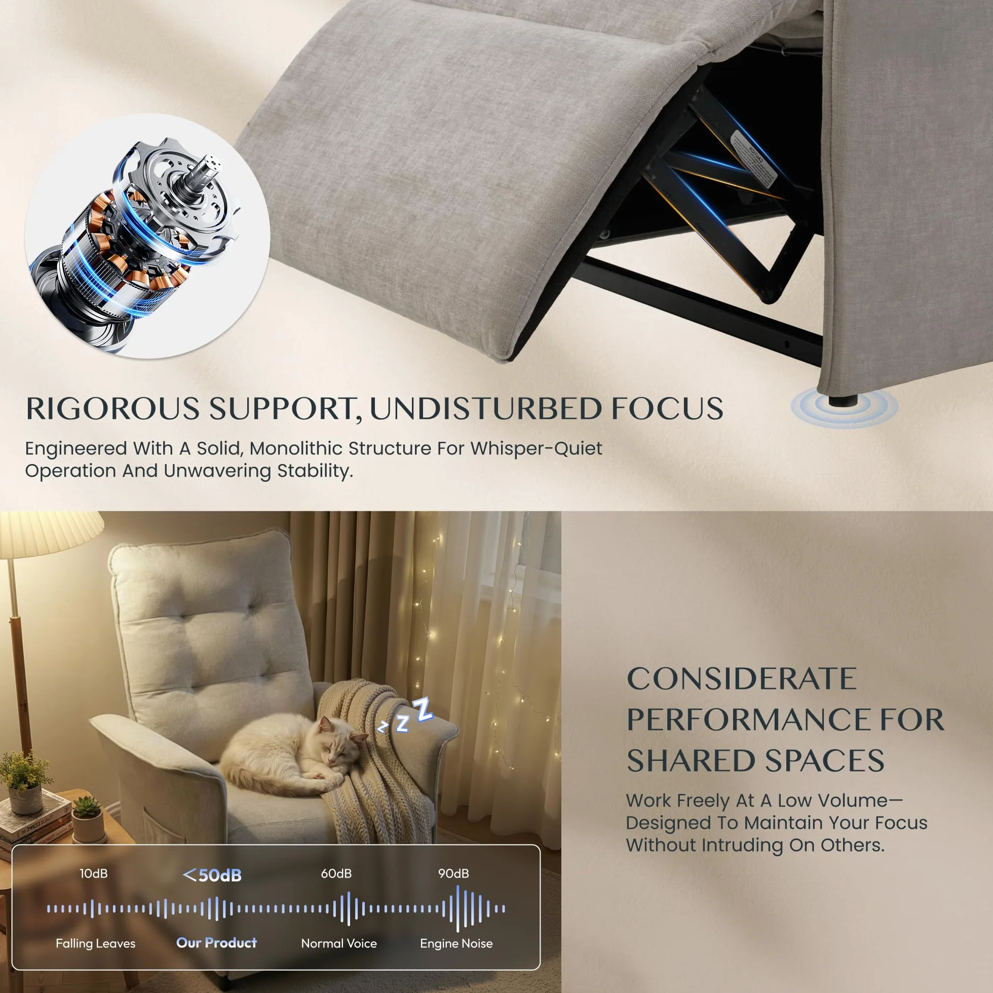 FLEXISPOT Poltrona Relax Elettrica con Schienale Regolabile - Poltrona TV Regolabile con Funzione Recliner, Schienale Regolabile da 125° a 160° – Poltrona Relax Ergonomica Color Grigio Chiaro