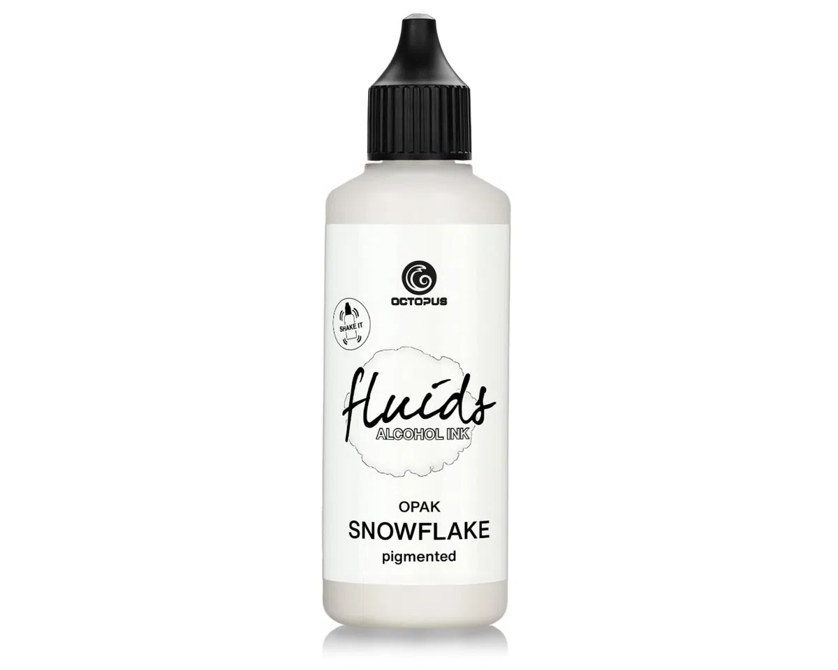 100 ml Fluids Alcohol Ink SNOWFLAKE, inchiostro ad alcool per Fluid Art, argilla polimerica e Resin Art, bianco, white, blanco