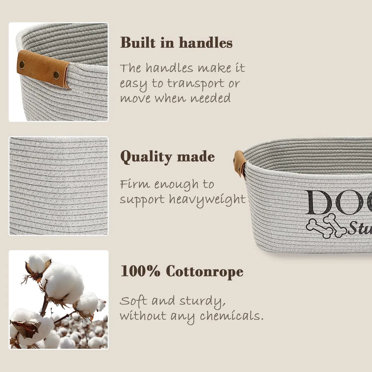 MOREZI Cestino per giochi,cuccia per cani,contenitore per articoli per animali domestici,adatto per riporre giocattoli per animali domestici,vestiti e altre forniture per cani-Grigio