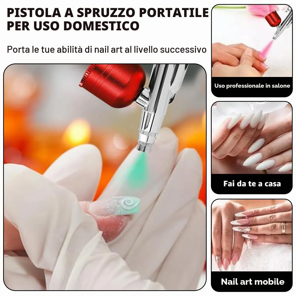 Kit Aerografo Multi Funzioni con Compressore: Kit Aerografo Senza Fili con Compressore d'aria, Spazzola ad Aria Ricaricabile per Nail Art, Decorazione di Torte, Modellazione di Tatuaggi (Nero)