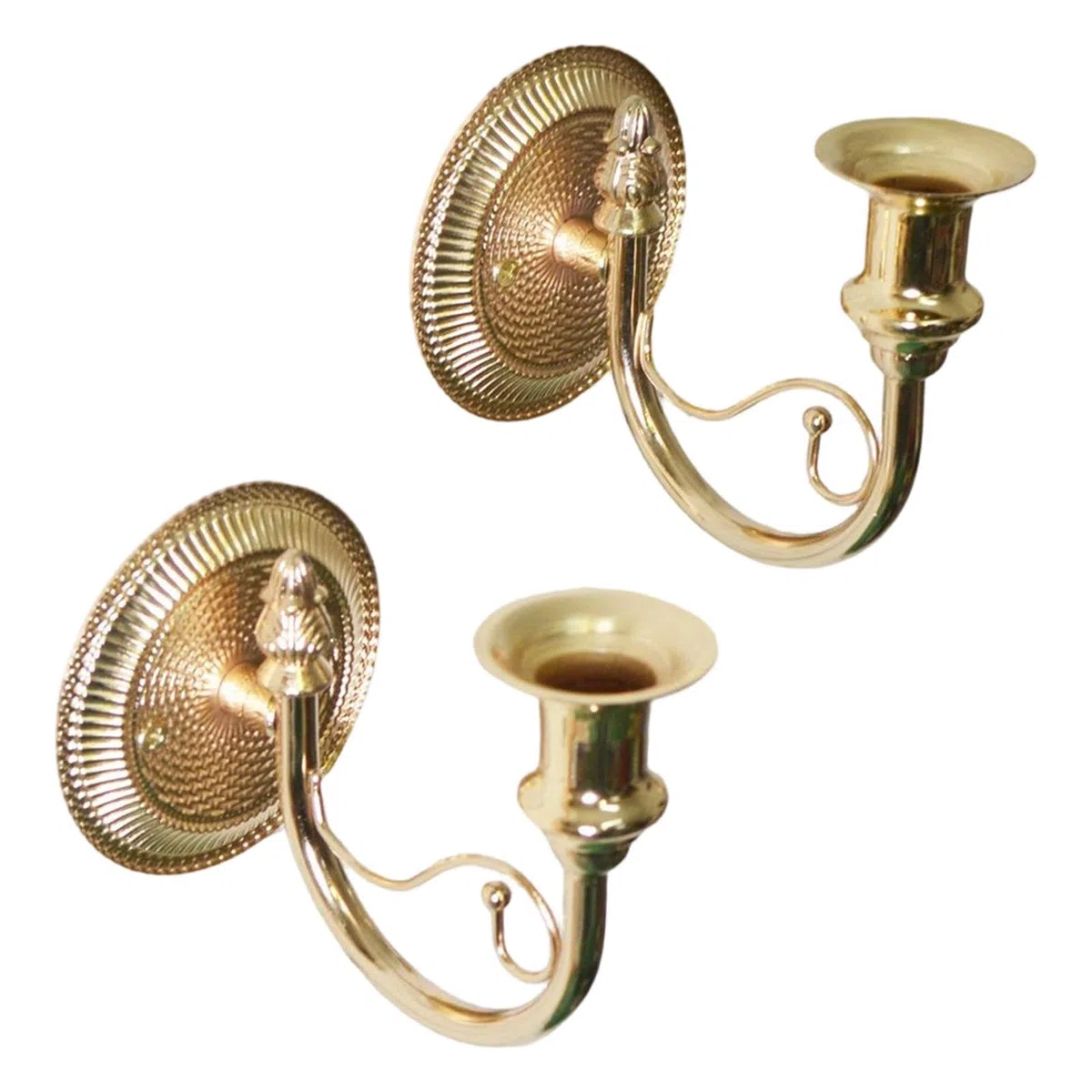 2 Pezzi Applique Da Parete Porta Candele Metallo Candelabro Bastoncini Rustici Francese Retro Opera D'Arte Adatto per Decorazione Corridoio Soggiorno, Oro