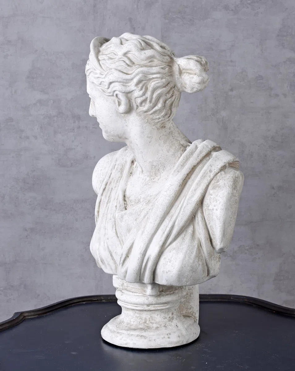 Unbekannt Yac032 Palazzo - Busto da donna, in fibra di vetro, effetto marmo, testa da donna, colore: bianco
