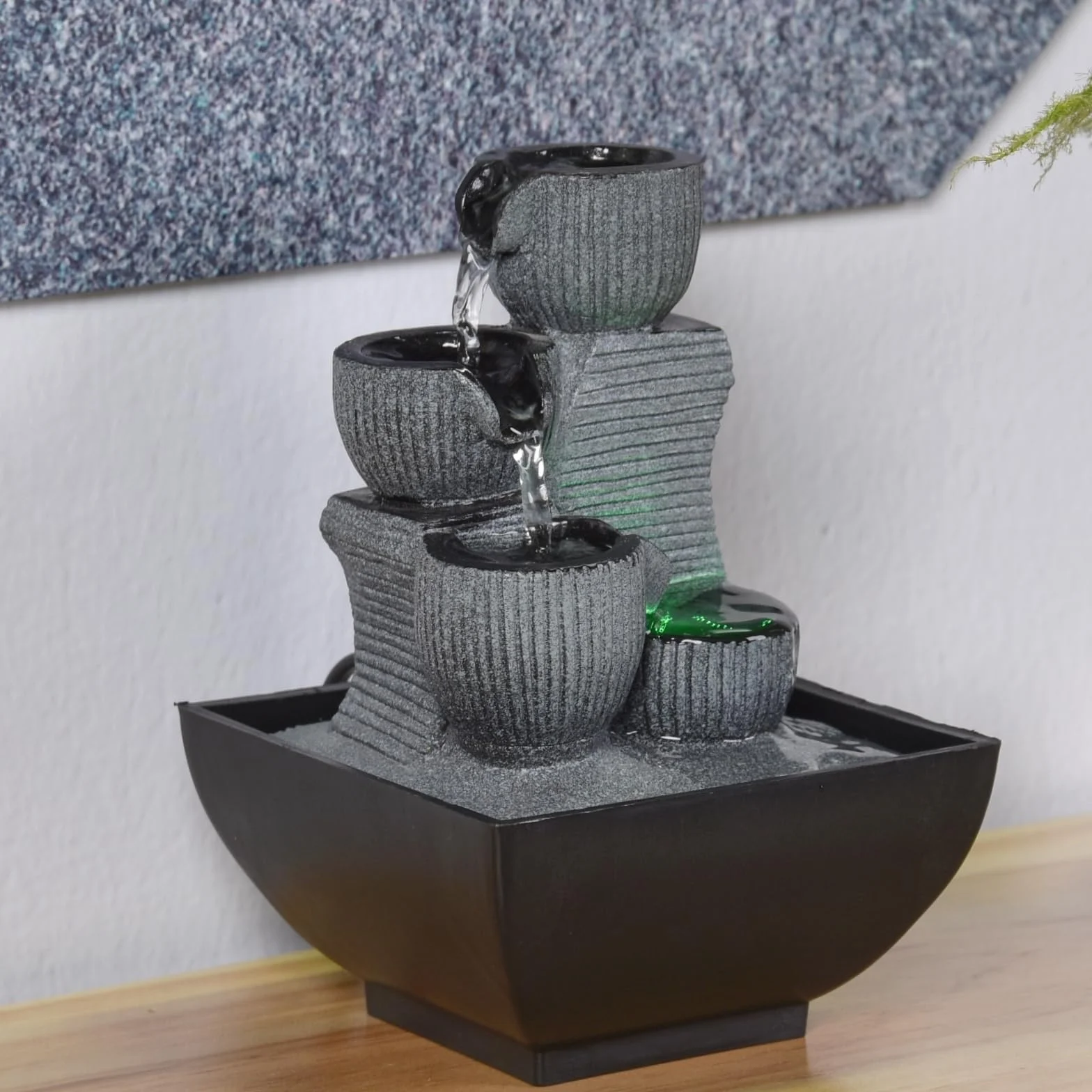 Zen Light - Kini, Fontana da Interno con Pompa e Illuminazione a LED, in Resina, Taglia Unica