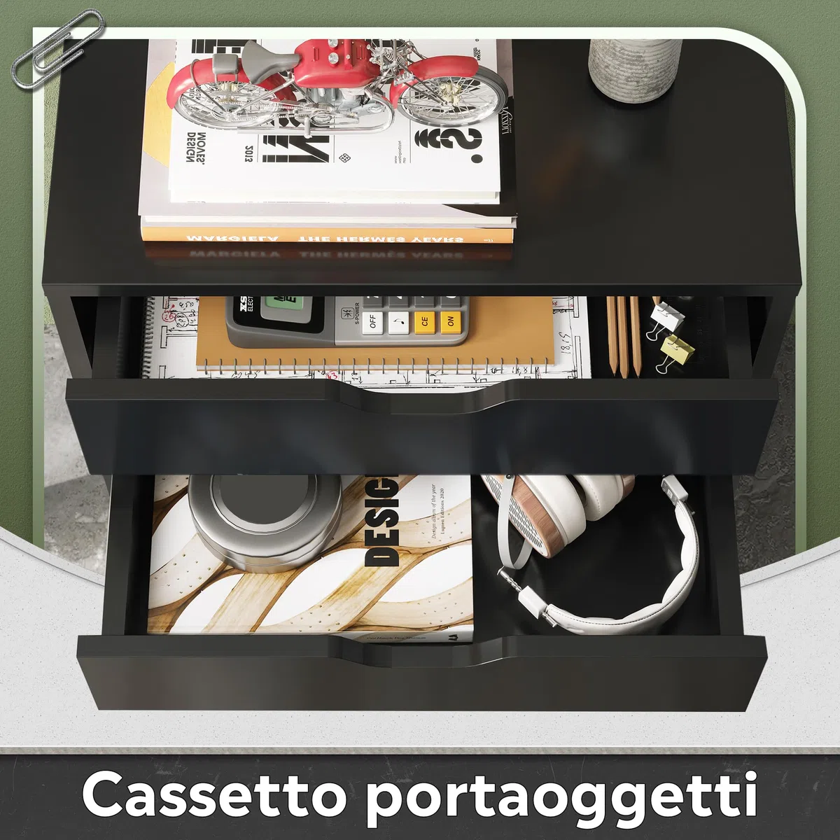 DEVAISE Archivio a 5 Cassetti, Mobile Sottoscrivania in Legno per Documenti A4/Letter/Legal, Nero