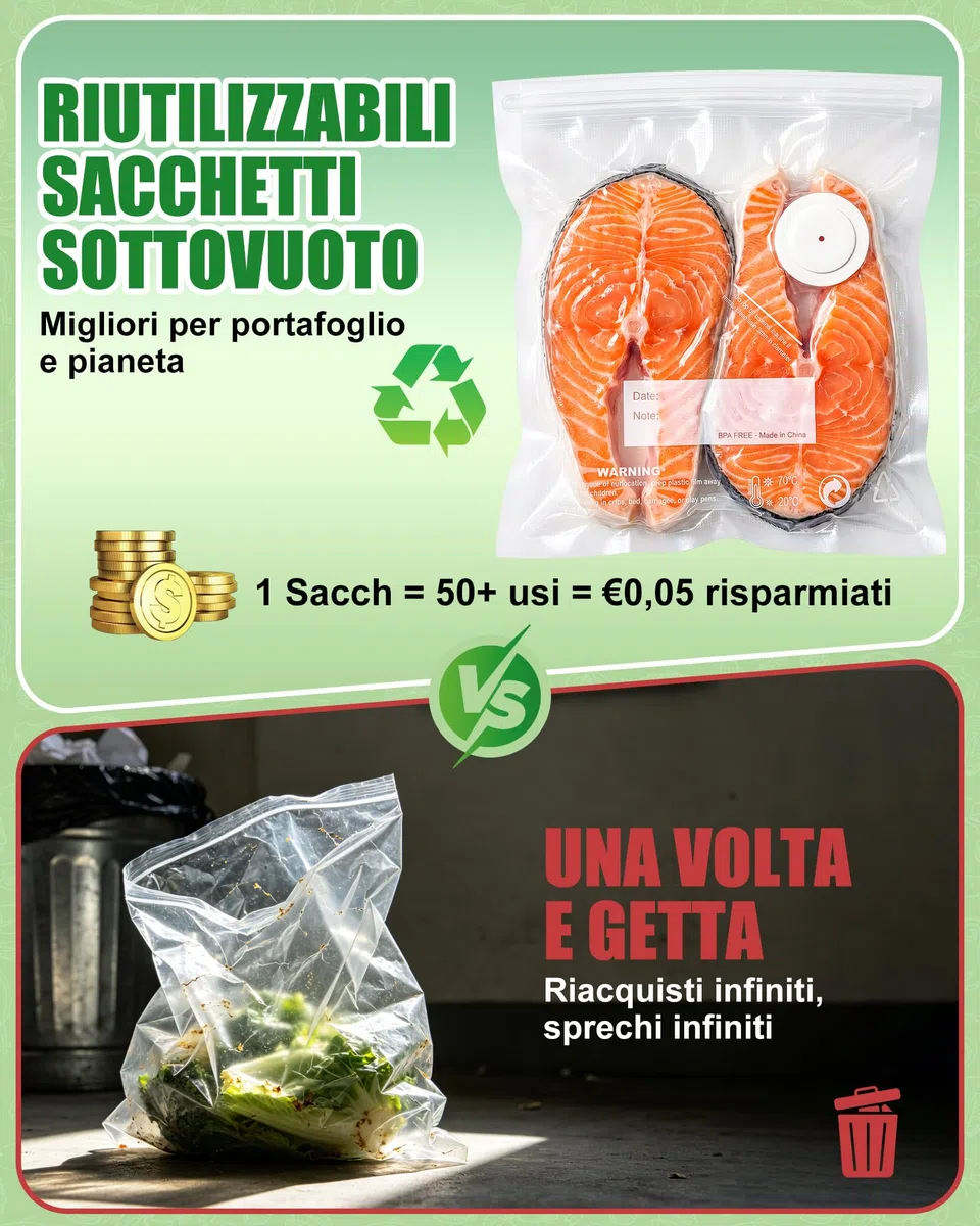 Babacom 30 Pezzi Sacchetti Sottovuoto Alimenti Riutilizzabili con Valvola d'Aria e 10 Clip di Chiusura (L:30x34cm), Senza BPA, Buste Sottovuoto Alimenti per Congelatore/Cottura Sous Vide/Conservazione
