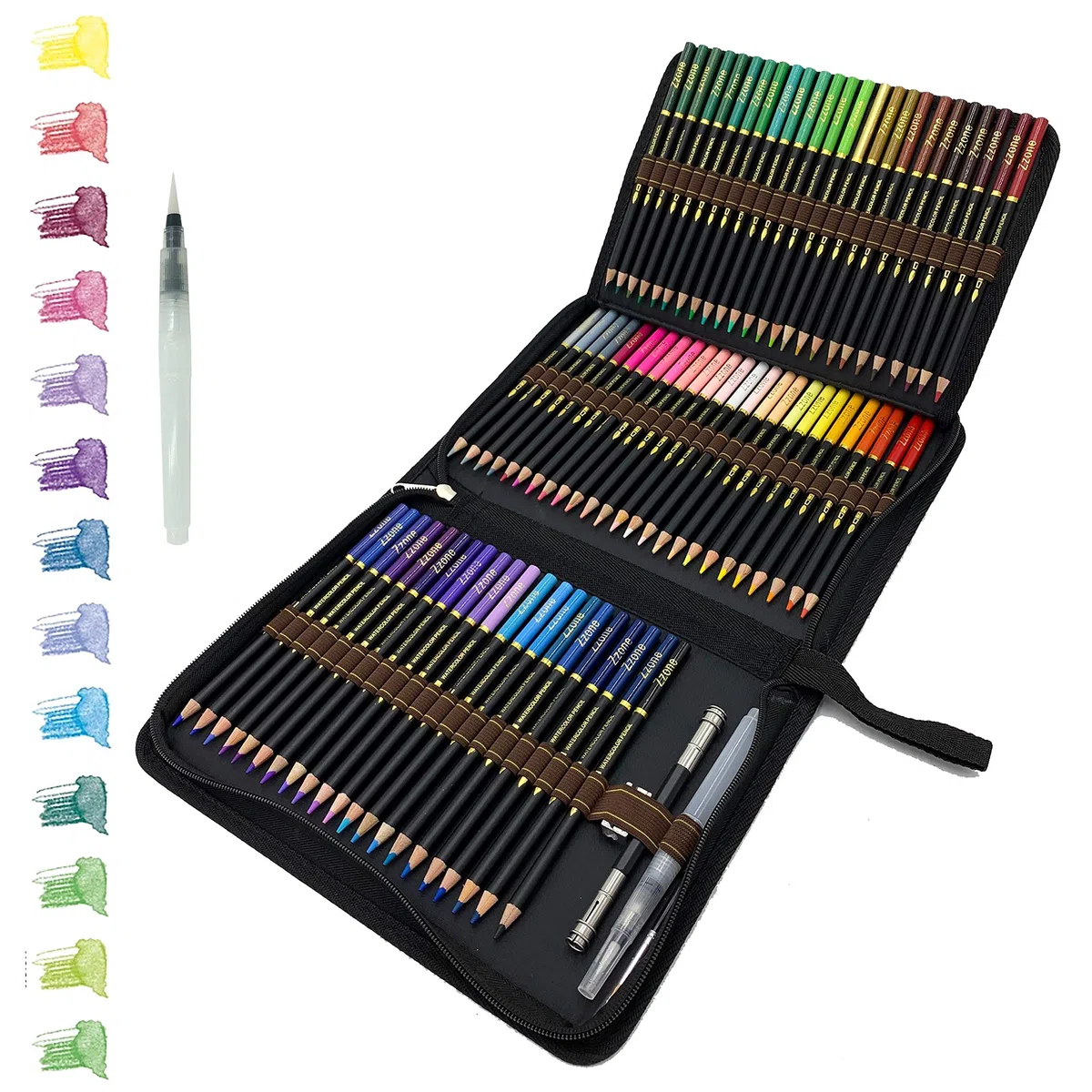 tvfly Matite Colorate Acquerellabili, Set da 72 Pezzi Multicolore in astuccio con cerniera Facile da riporre e proteggere le Matite da Disegno Professionali
