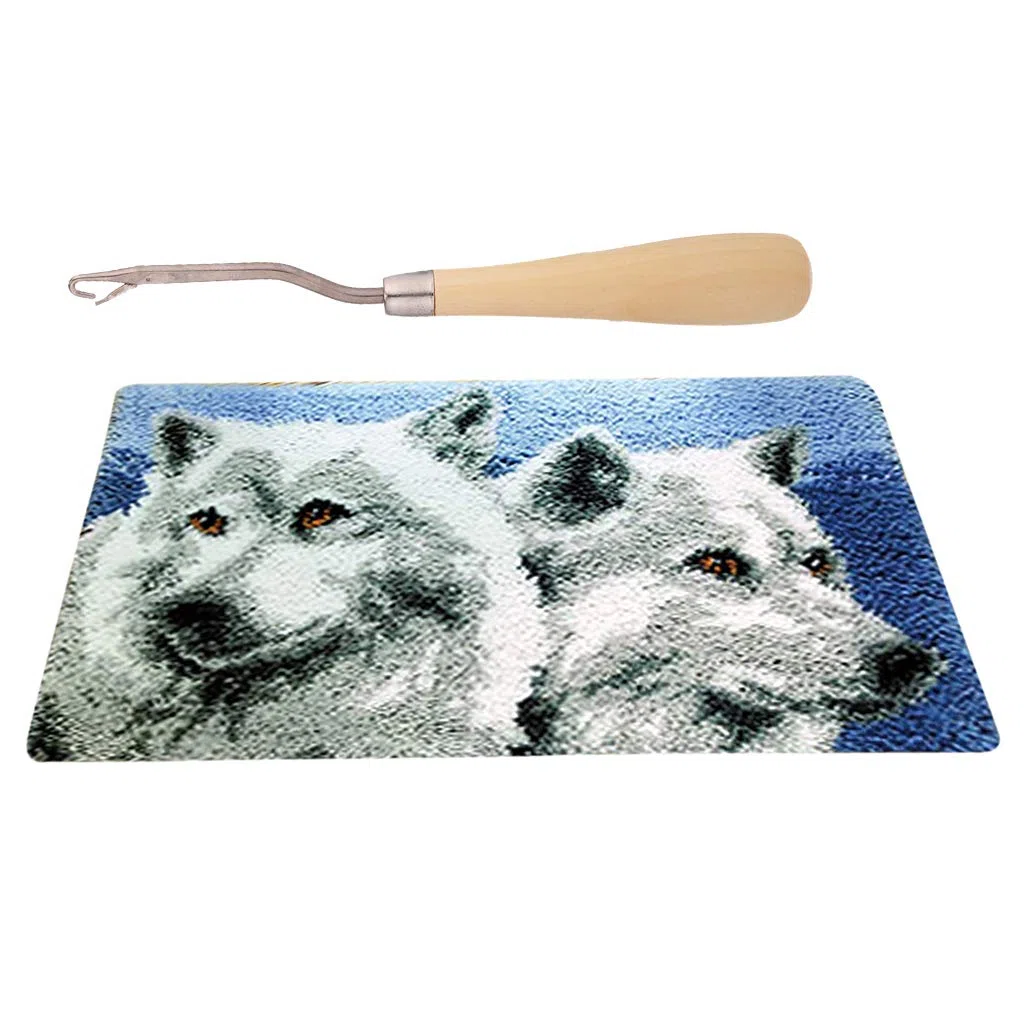 Kit per tappeto da 50,8 x 30,5 cm con punto fermo a punto smirne, tappeto da pavimento con uncinetto in legno, kit fai da te, per bambini e adulti