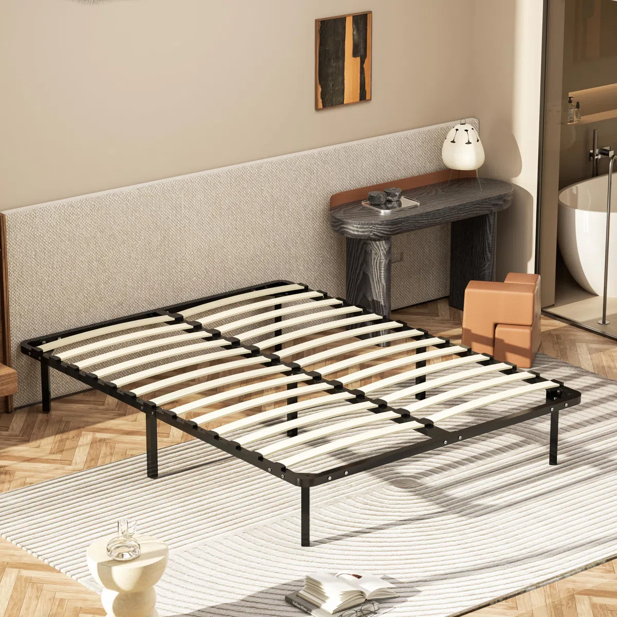 DEWINNER Rete matrimonio 160x190cm, Alto 35cm con 7 piedi，Ortopedica, Struttura portante in Ferro Rinforzata, Base da Incasso per Tutti i Letti e Materassi