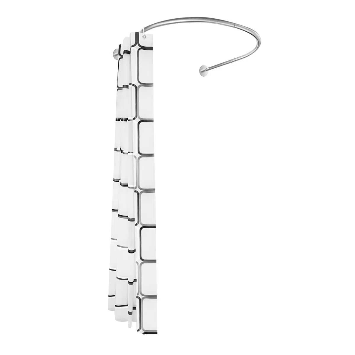 Asta per doccia a forma di U, asta per tenda da doccia rotonda, asta per tenda senza necessità di forare, asta ad arco per vasca da bagno, asta ad arco in acciaio inossidabile, asta per tenda da