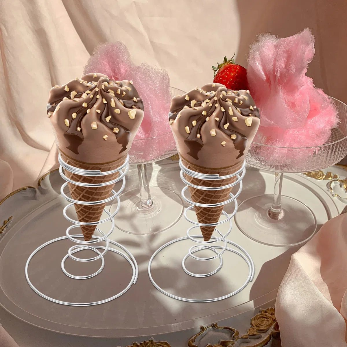 4 pezzi ghiaccio espositore gelato supporto in acciaio inox gelato