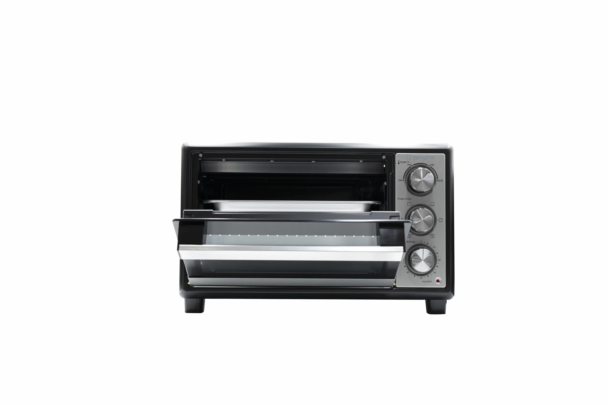 BEHOME Fornetto Elettrico Ventilato 20L da Tavolo, Temperatura fino a 230°, Timer 60 min, Forno Elettrico da tavolo con griglia, teglia e sollevatore griglia inclusi, antiaderente, doppio vetro