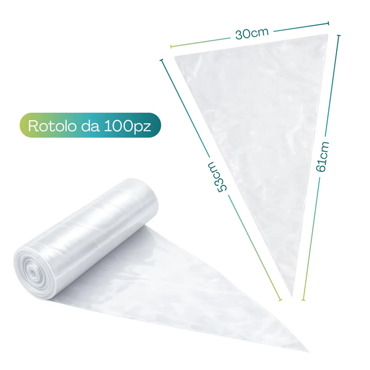 Palucart 100 pz sac a poche USA e Getta 53 cm Sacca a Poche Trasparente monouso per Torta, Decorazione Torta