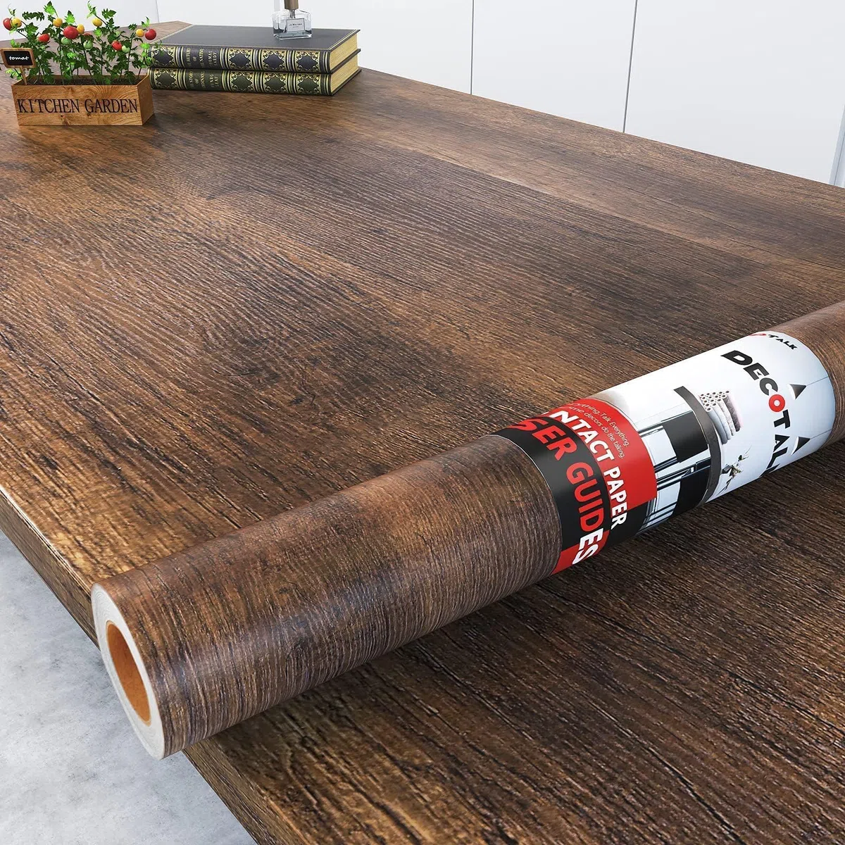 Decotalk Carta Pellicola Plastica Adesiva per Mobili Effetto Legno 60X300cm Buccia e Stick Marrone Carta da Parati Rivestire Impermeabile Decorativa Adesivi per Piano di Lavoro Cucina
