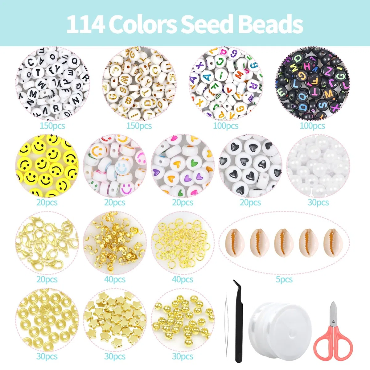 47880pz 2mm 114 Colori Perline di Vetro per Braccialetti, Adulti, Colorate per Bigiotteria fai da te
