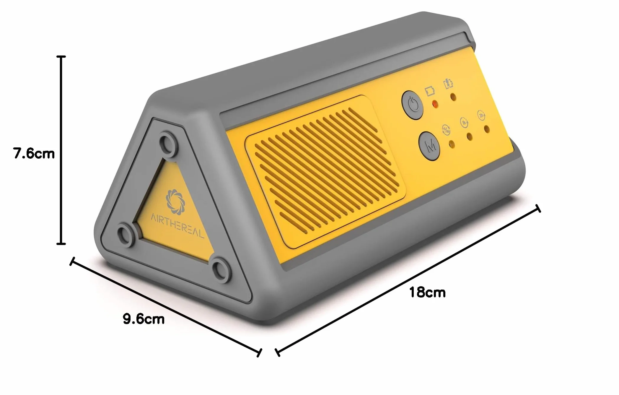 Airthereal PA1K-GO Generatore di Ozono Portatile – Eliminatore di Odori Senza Fili Alimentato a Batteria per Auto, Camera d’Hotel, Ufficio, Bagno e Altri Piccoli Spazi (Giallo/Grigio)