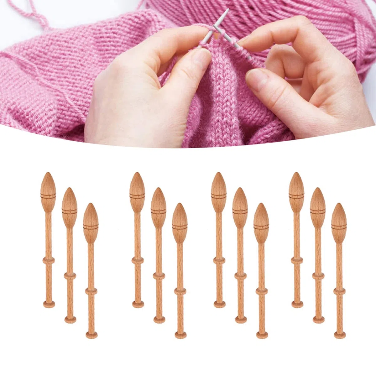 Kit Per Pizzo a Tombolo, 12 Pezzi di Pizzo a Tombolo in Legno Antico Vintage Francese Artigianale Artigianale Tornito Strumenti Per Tessitura del Legno