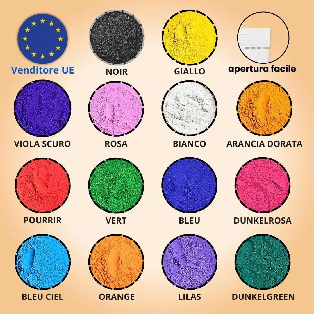 (MIX 10_75gm) Holi-Gulal in polvere, solubile in acqua, servizio fotografico naturale per festival, colori Rangoli, polvere arcobaleno, set colorato, animali, baby shower, matrimoni, campi estivi