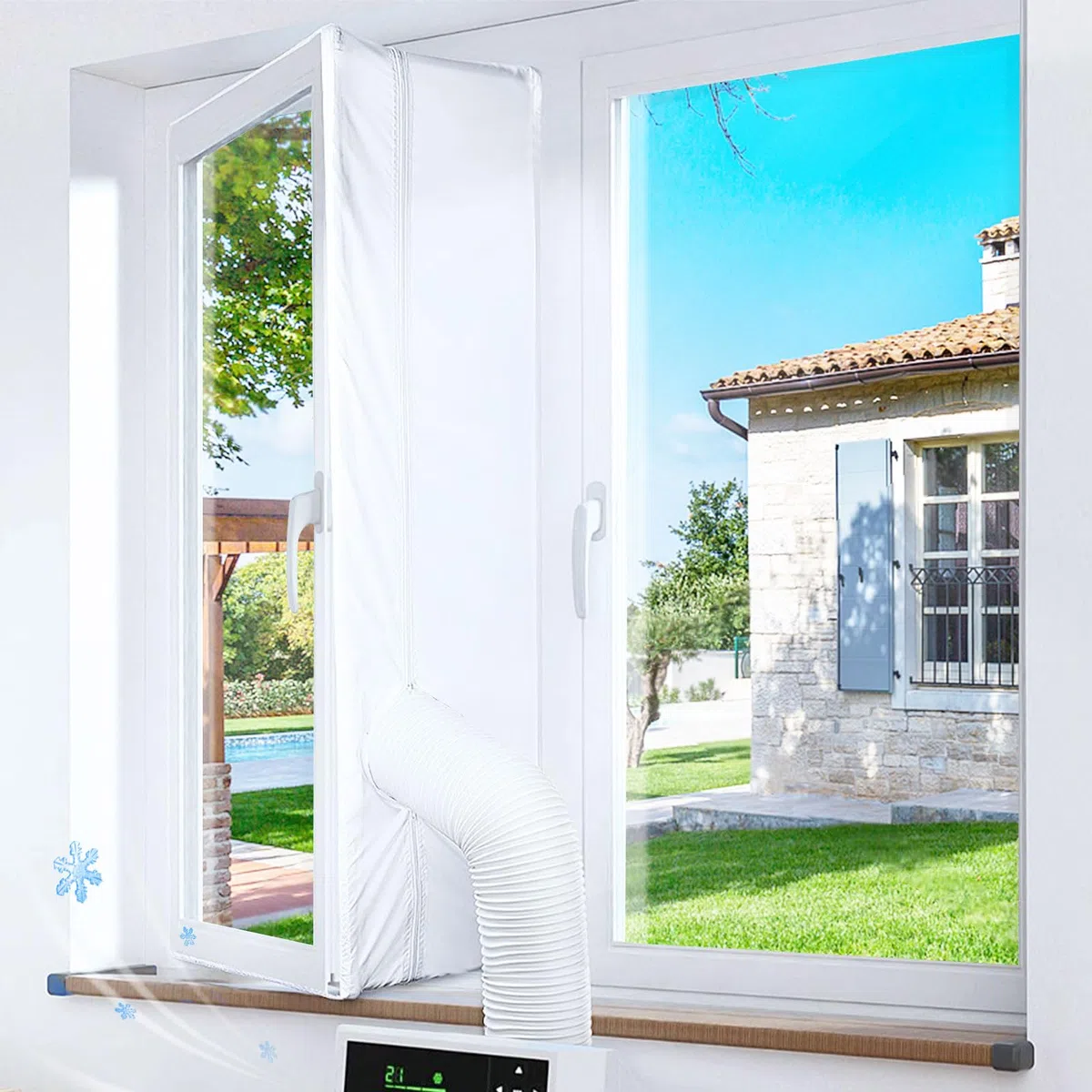 400CM（157'') Universale Guarnizione Finestra Condizionatore,Portatile Climatizzatore per Finestre Kit, Air Conditioner Window Seal per Tutti Condizionatori Mobili e Asciugatrici, Facile da Installare