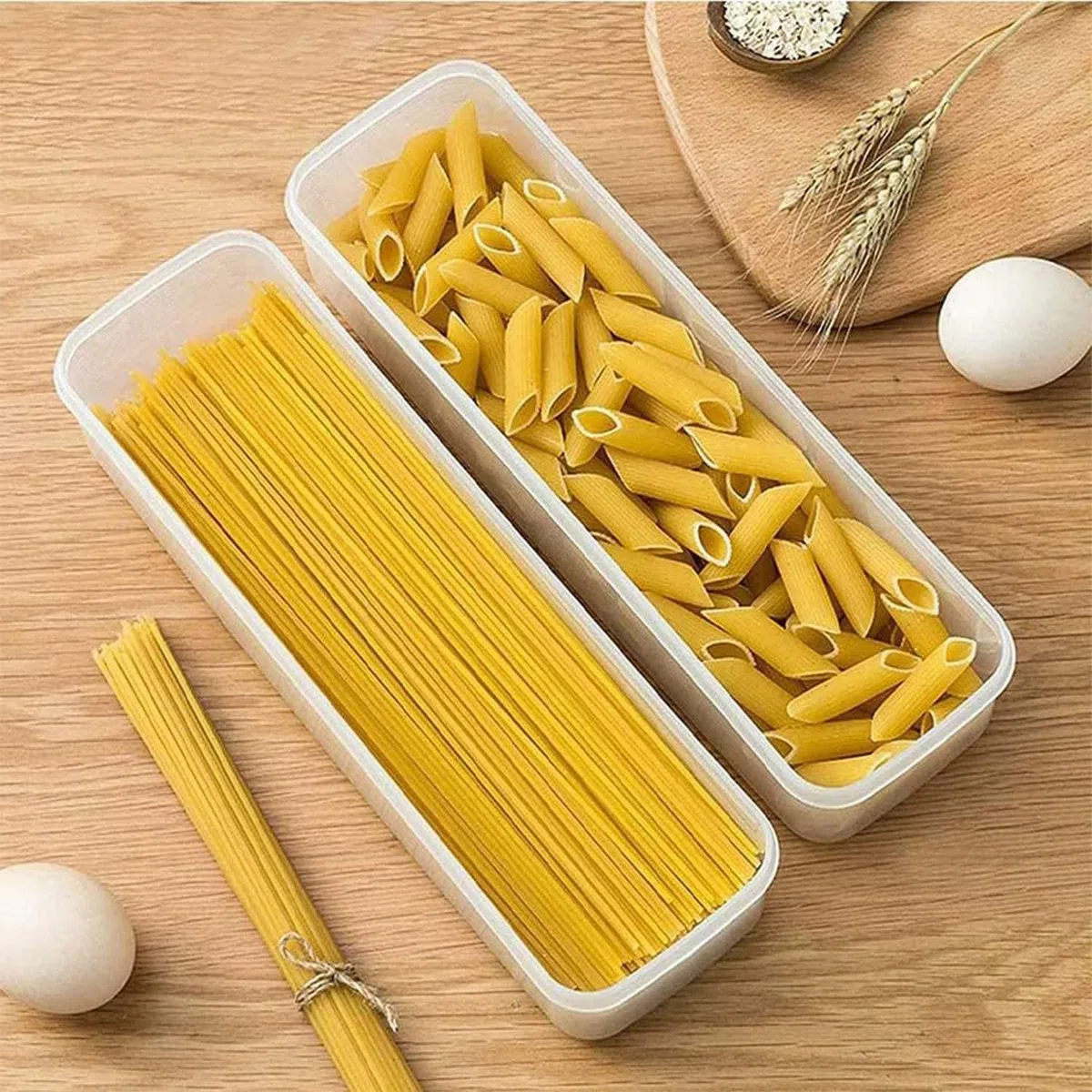 2 Pezzi Contenitori per Pasta, Contenitori Ermetici Alimenti Plastica, Scatola per Spaghetti con Coperchi, per Conservazione Cereali, Noci, Fagioli