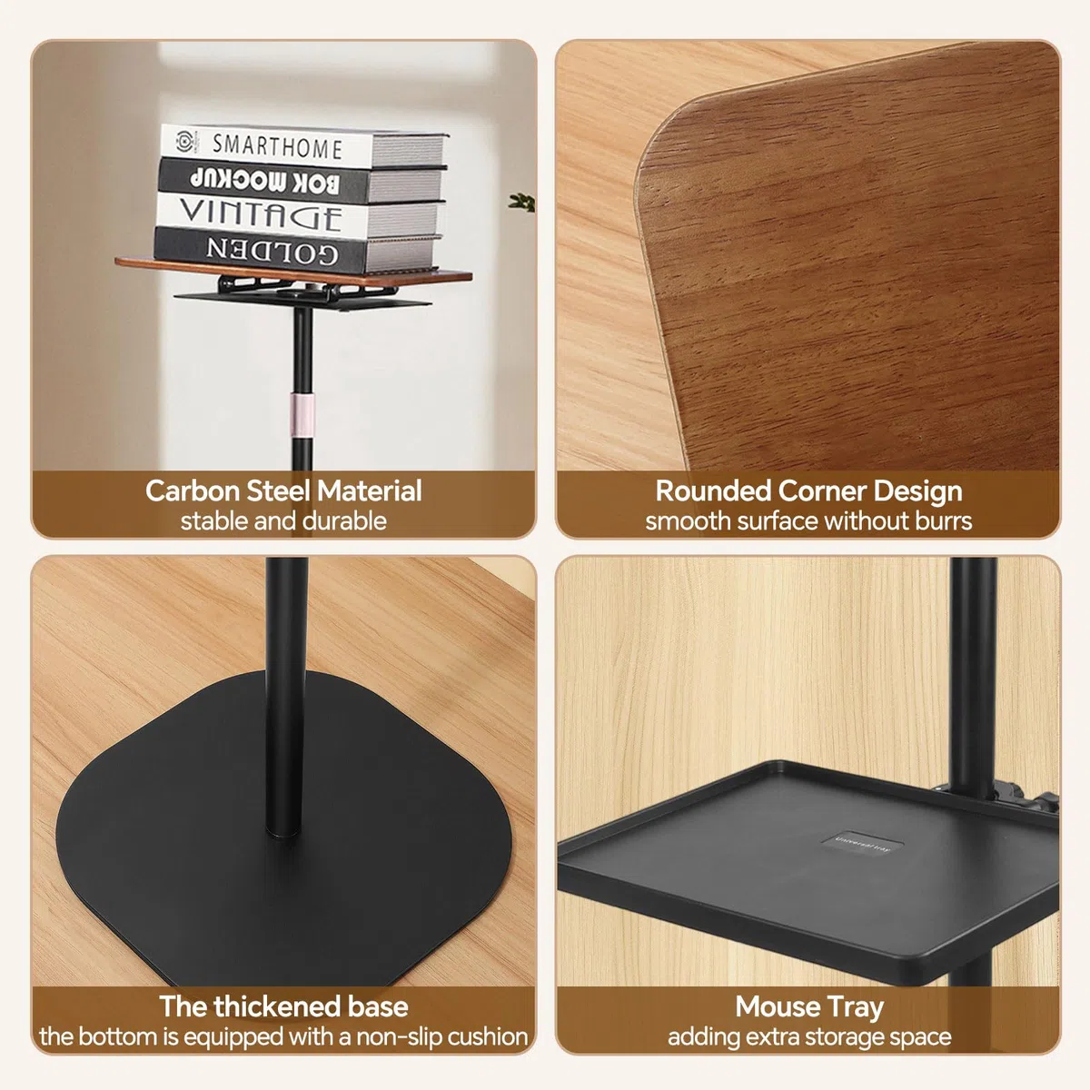Supporto Regolabile 2 in 1, Supporto per libri con vassoio,Supportos Proiettore,Leggio Musicale,altezza regolabile da 91-119cm, Tavolino Portatile Standing Desk Tavolo,