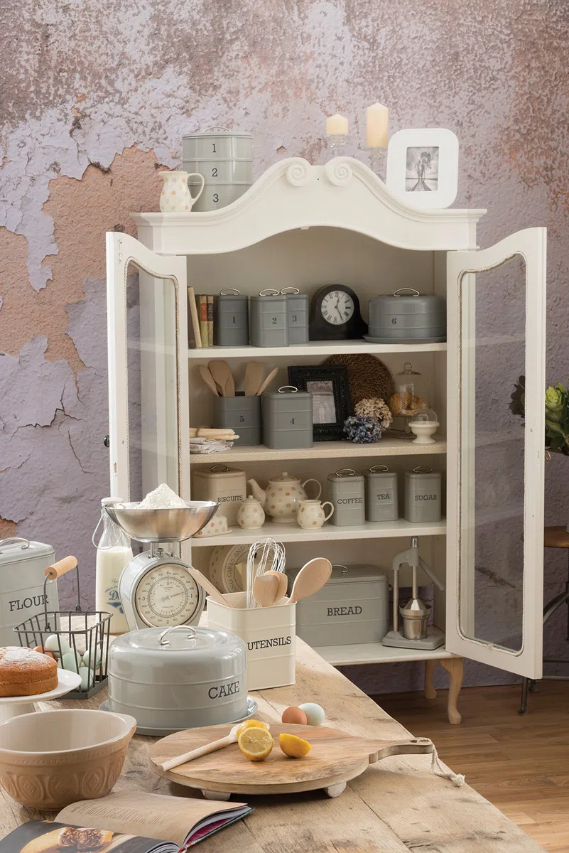 KitchenCraft Living Nostalgia Contenitore per Biscotti Stile Vintage, Coperchio con Maniglia, Acciaio, 14.5 x 19 cm (6" x 7.5"), Grigio