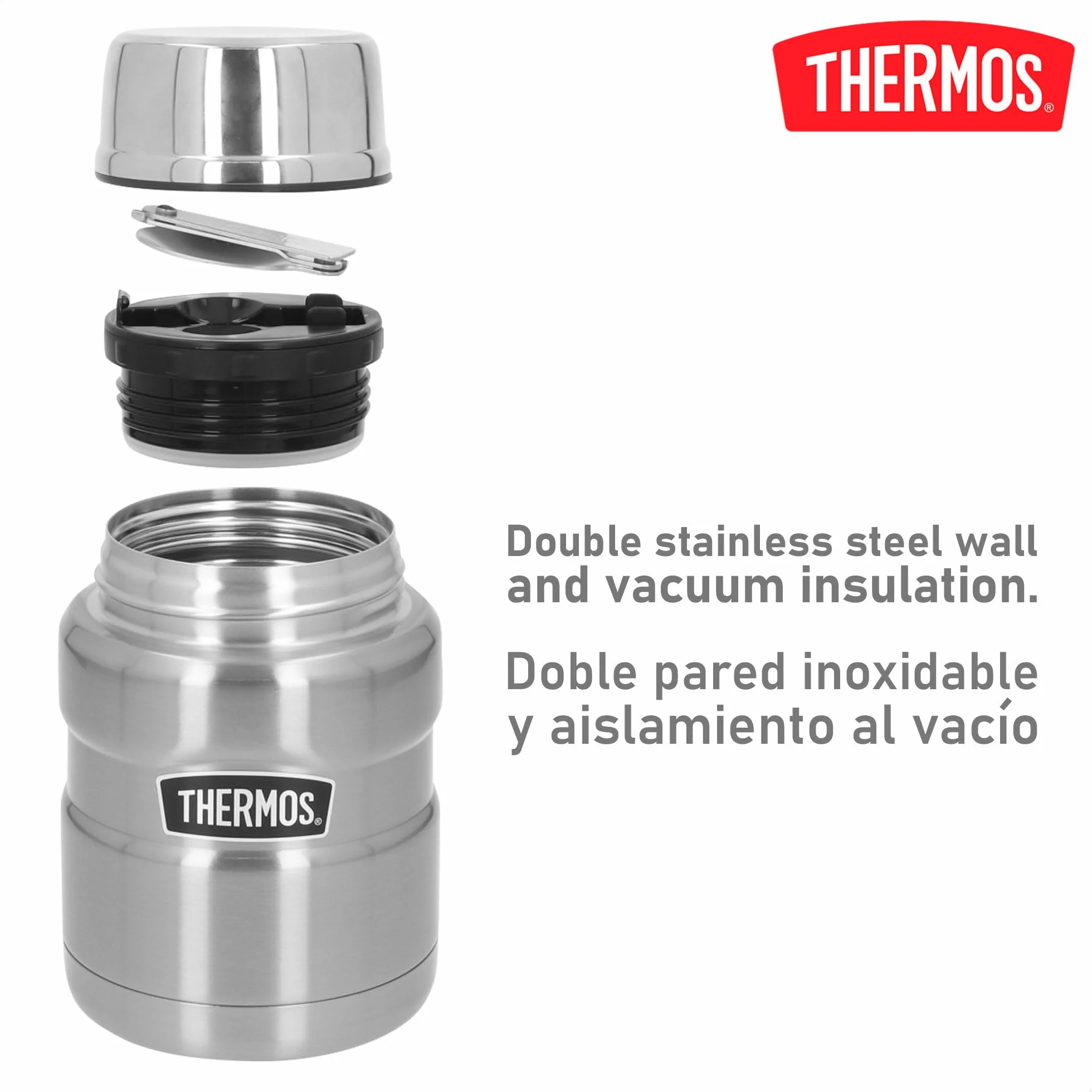 Thermos Stainless King Food Jar 470 ml, Contenitore Termico in Acciaio Inox con Cucchiaio, 9 h caldo/14 h Freddo, Assolutamente ermetico per zuppa, Cereali, stufato