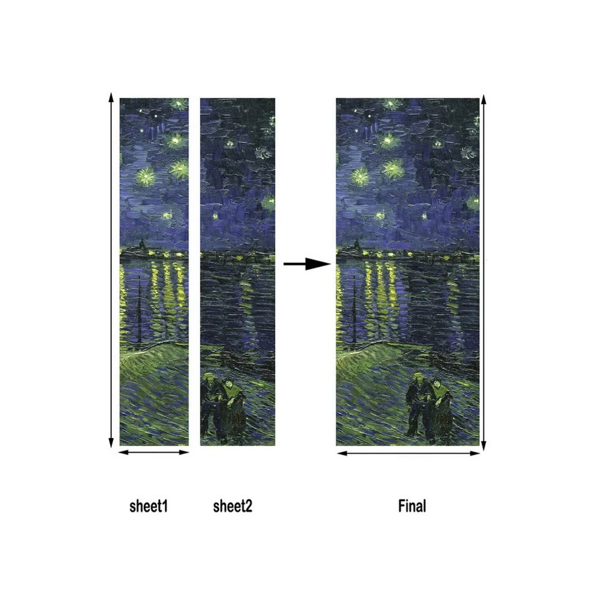 A.Monamour Adesivo Porta Autoadesiva Notte Stellata Sul Rodano Di Vincent Van Gogh Dipinto Ad Olio Vinile PVC Adesivi per Porte Interne 3D Pellicola Adesiva Poster Sticker Murale Decorazione da Parete