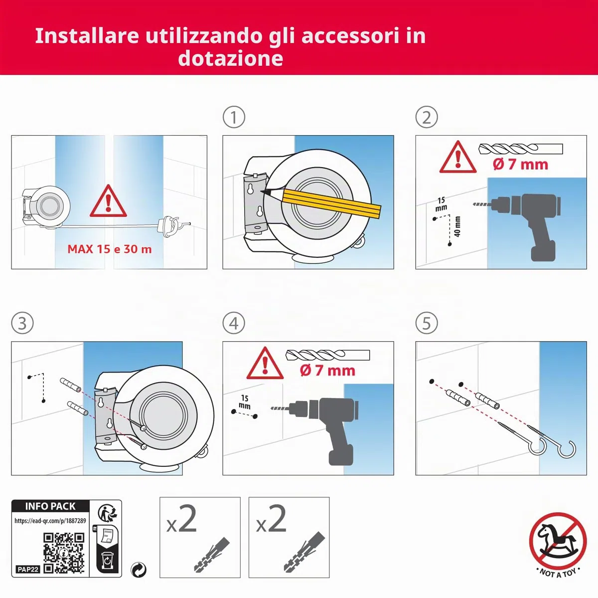 Metaltex - Filo retrattile doppio per stendere, per esterni, lunghezza 30 metri