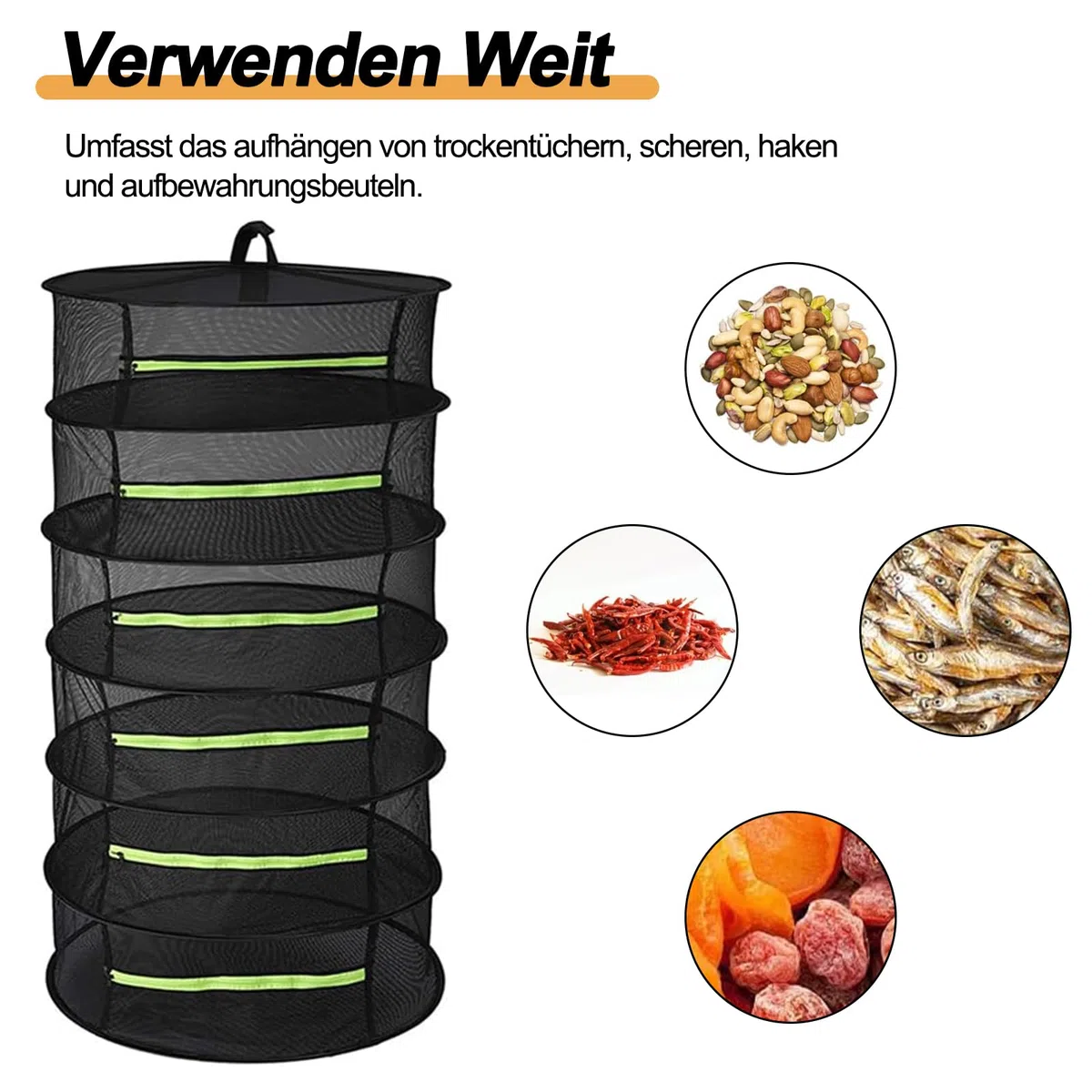Rete Essiccazione,Essiccatore per Erbe Aromatiche a 6 Strati Sospeso, con Ganci e Cerniere, Rete per Essiccazione a Maglie per Piante, Erbe Aromatiche,Sspezie, Verdure, Carne