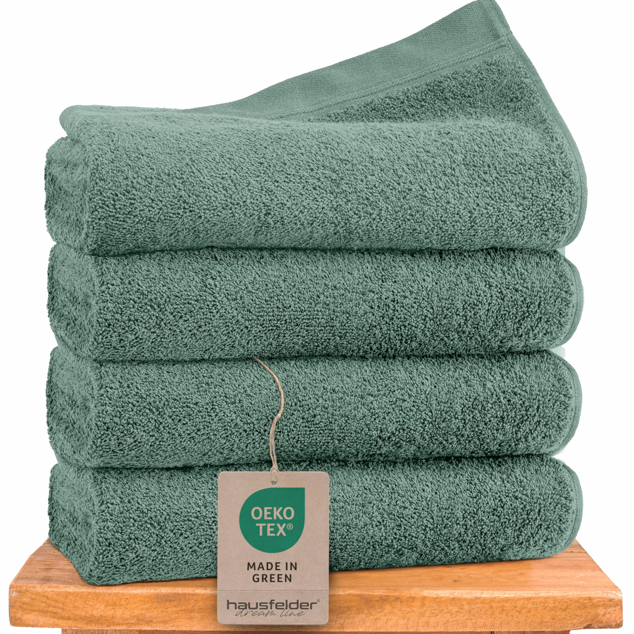 Hausfelder Asciugamani 50x100 cm – Set di asciugamani premium 500g/m² - 100% cotone, certificati Ökotex (50x100 cm erde chiaro)