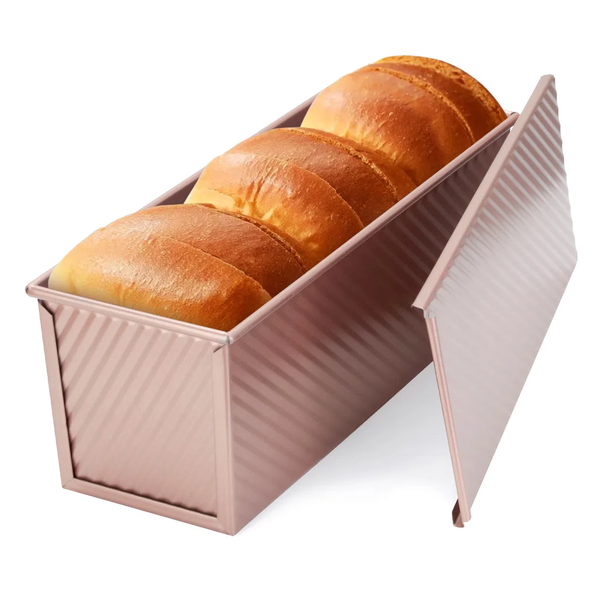 VINATO Stampo per Pane in Cassetta, (32x12x11,5 cm) Grande Capacità, per 1000 g di Impasto, Acciaio al Carbonio con Coperchio Antiaderente, Teglia per Pane Tostato Plumcake, e Panificazione