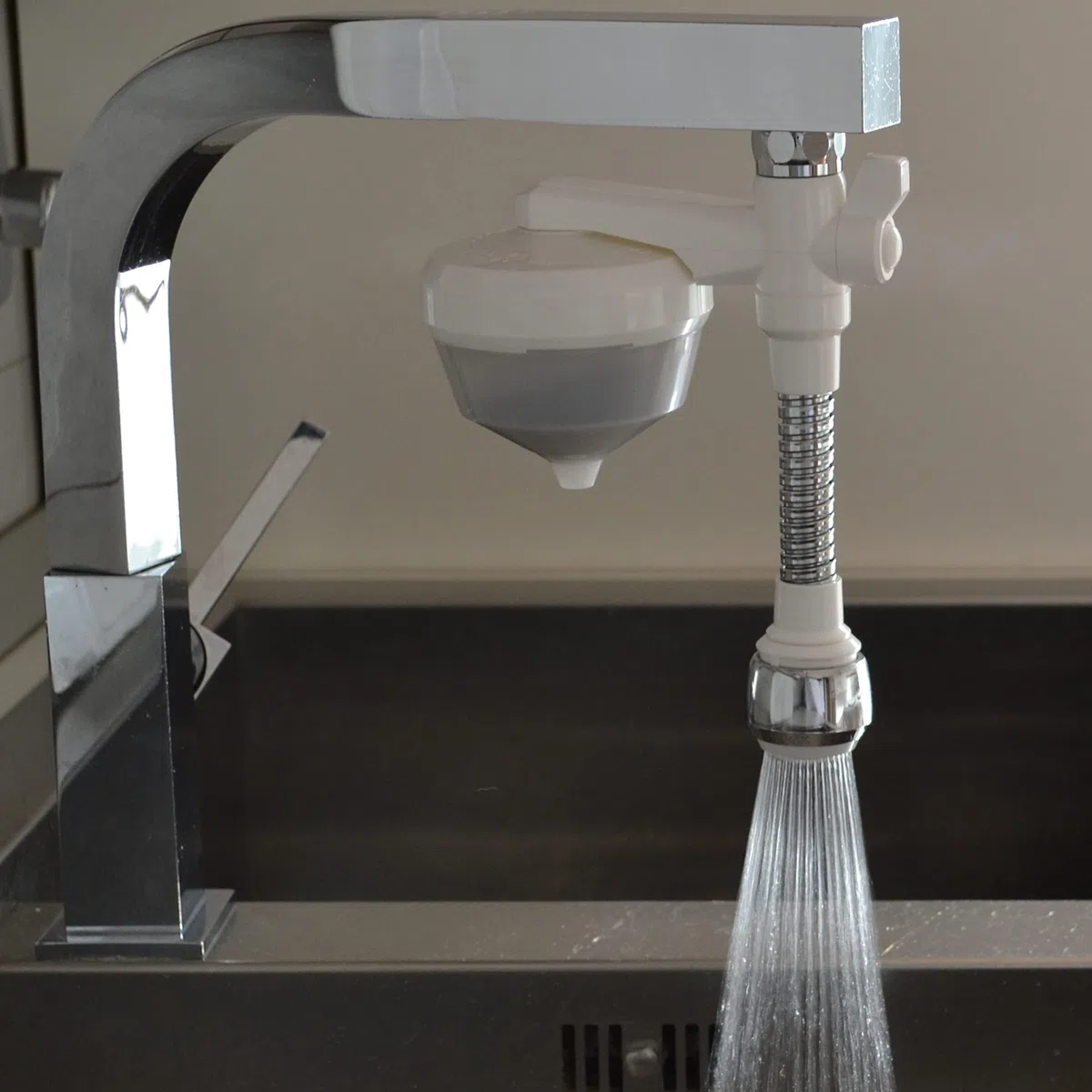 Siroflex 2652/1S Silver UNI 3-A Depuratore Acqua Domestico Made in Italy Con Cannuccia Flessibile Aeratore Doccetta Sirius | Depuratore Acqua Rubinetto | Filtro Acqua Rubinetto Depuratore