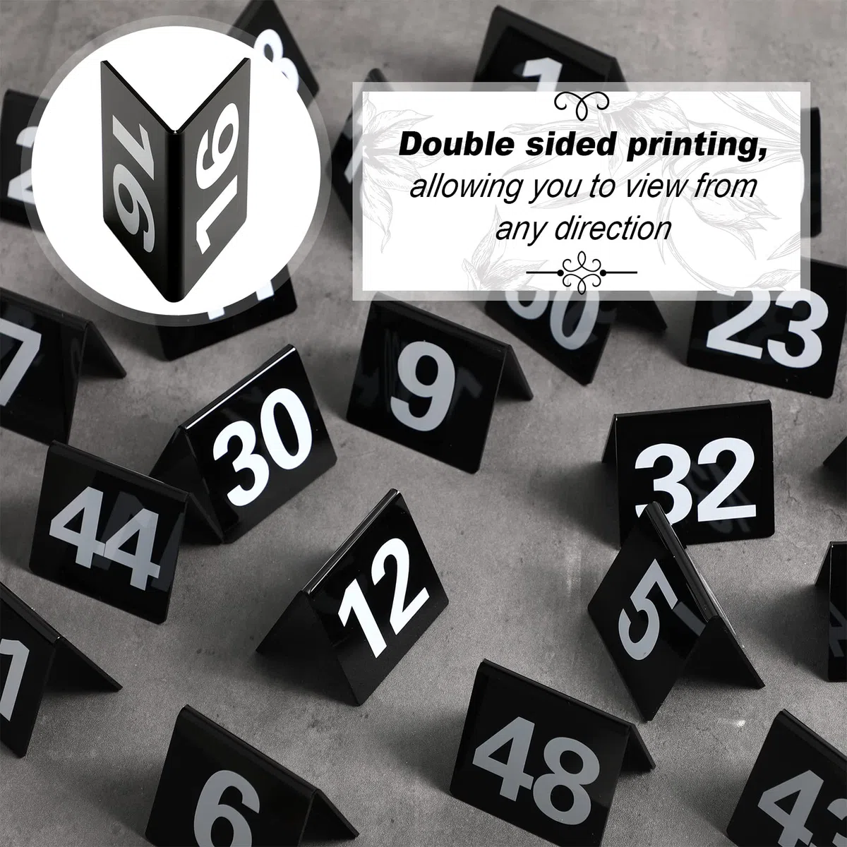 100 pezzi numeri da tavolo in acrilico da 1 a 100 tende numerate su due lati, per ristoranti, matrimoni, tende, per feste, banchetti, servizi, indicatori, forniture, 5 x 5 x 4 cm (numero bianco)