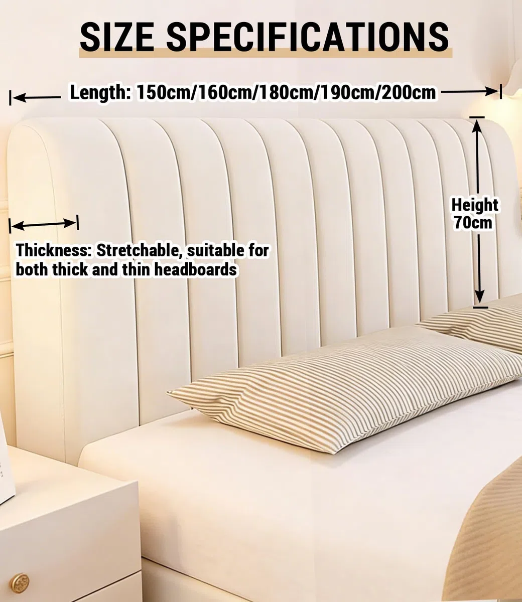 Copri Testata Letto Matrimoniale 180 cm, Elasticizzato Copertura Testata Letto Con Imbottitura In Cotone PP, Beige Headboard Cover Antipolvere, Lavabile