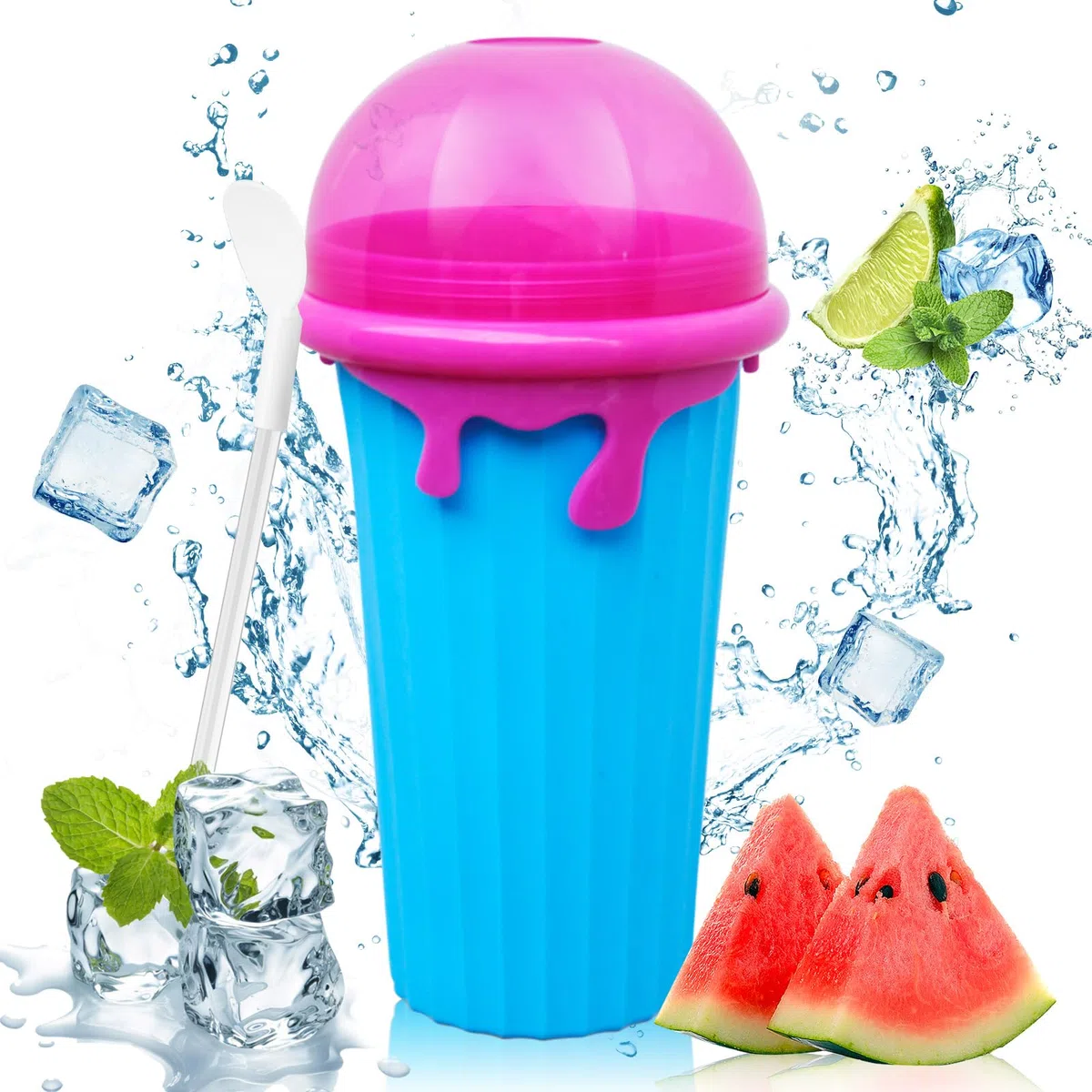 Slushy Maker, 500ML Slushymaker Mug di Silicone, Quick Slushy Cup, Slush Ice Maker per DIY Homemade Milk Shake Ice Cream, Blu