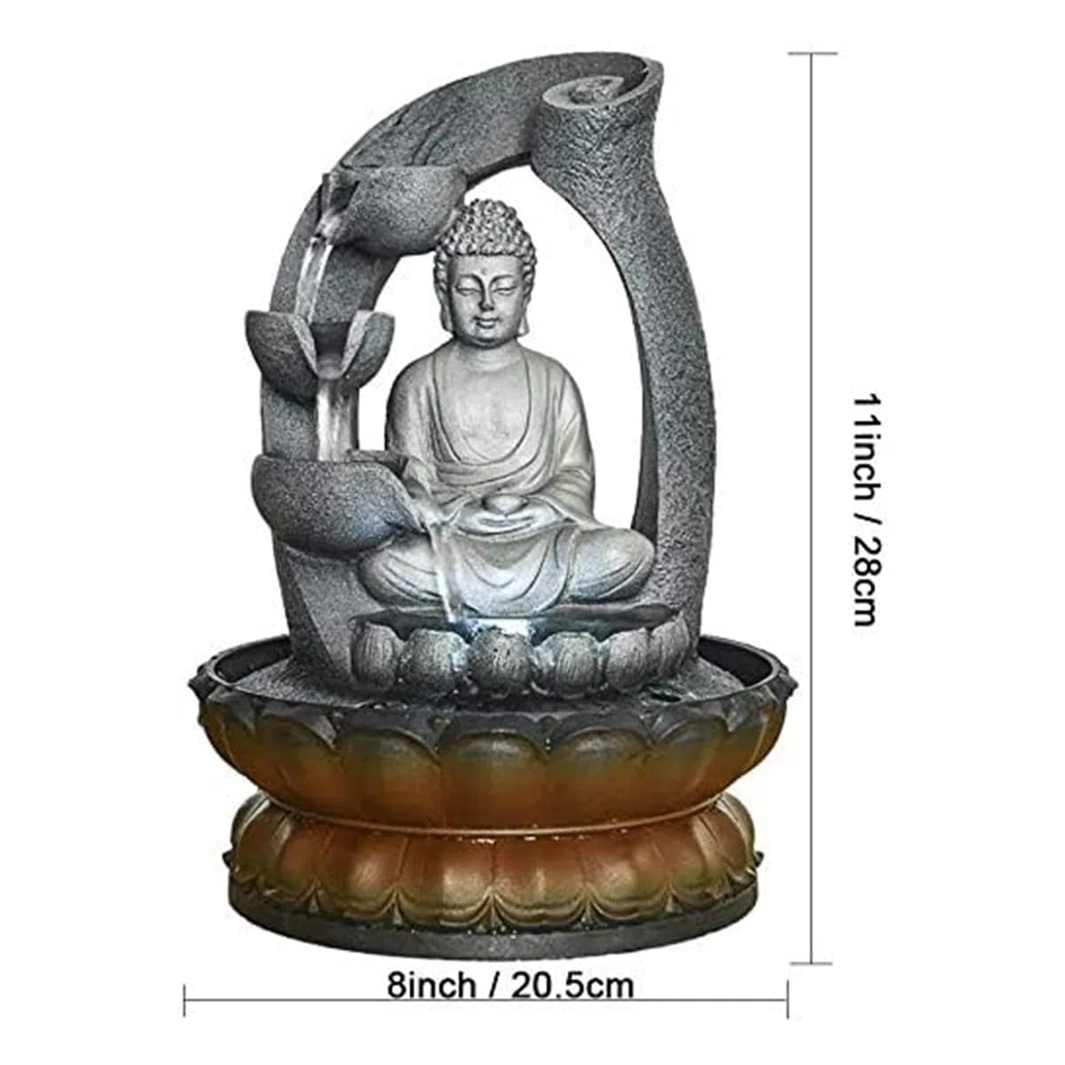 Fontana da tavolo a forma di fontana a forma di Buddha per meditazione rilassante, decorazione per interni, kit a cascata con flusso d'acqua circolare, per casa, ufficio, camera da letto
