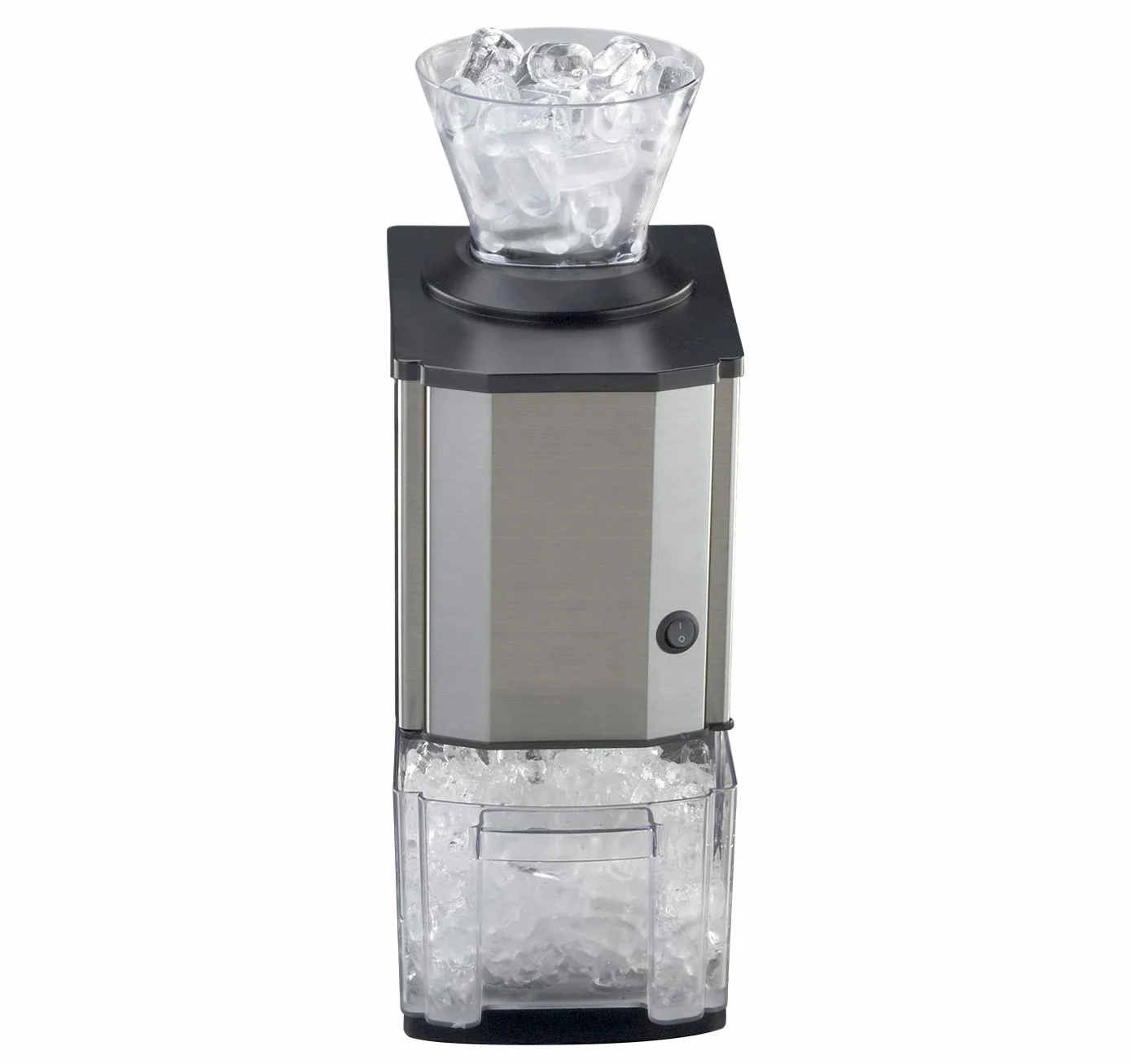 RGV Mojito Junior - Spaccaghiaccio Elettrico 80W in Acciaio Inox,Produzione 20 kg/h, Contenitore Estraibile con Microswitch di Sicurezza, Imbuto Amovibile