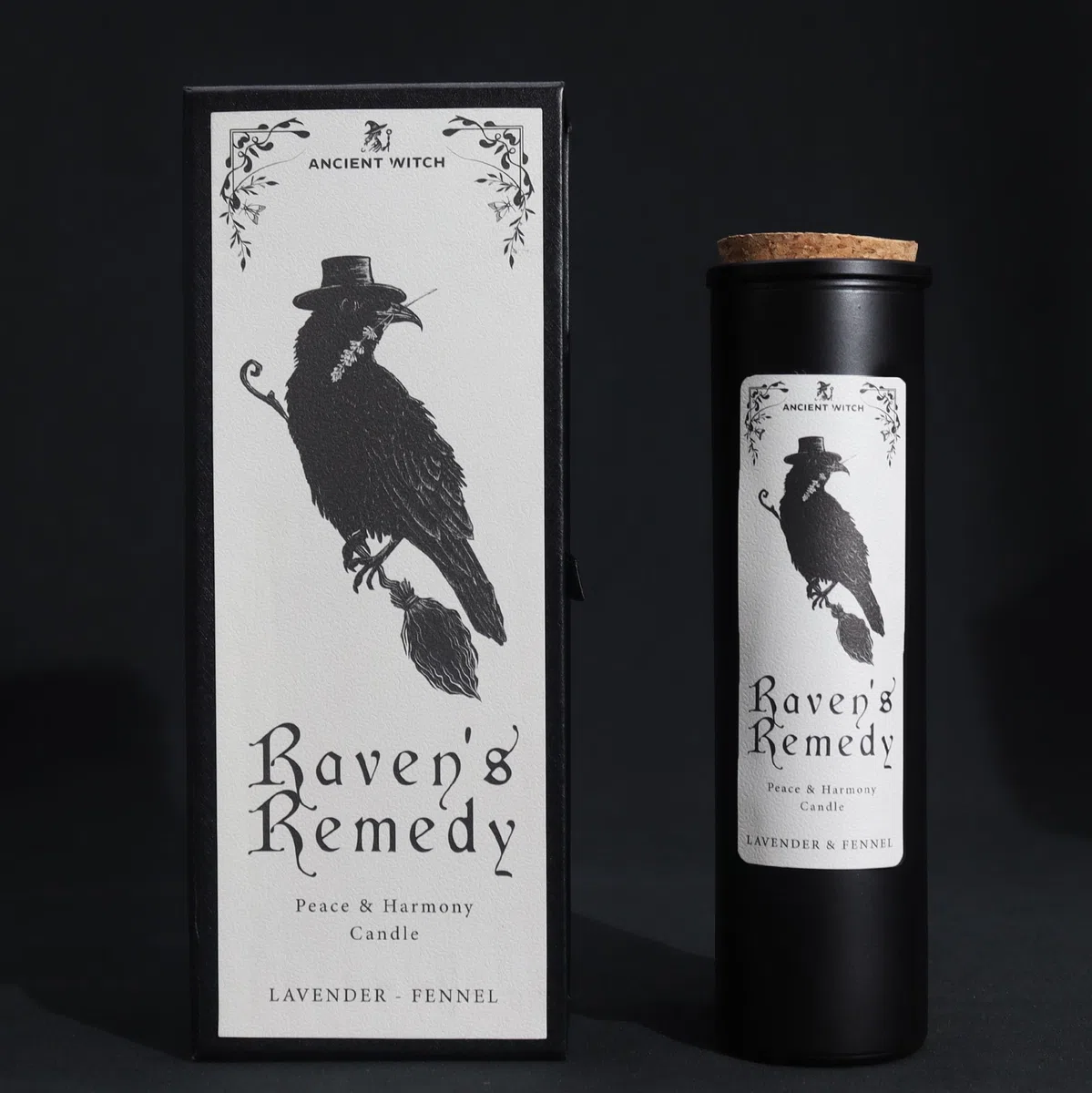 Ravens' Remedy - Candela rituale con lavanda e finocchio, 24 x 9 cm, protezione spirituale