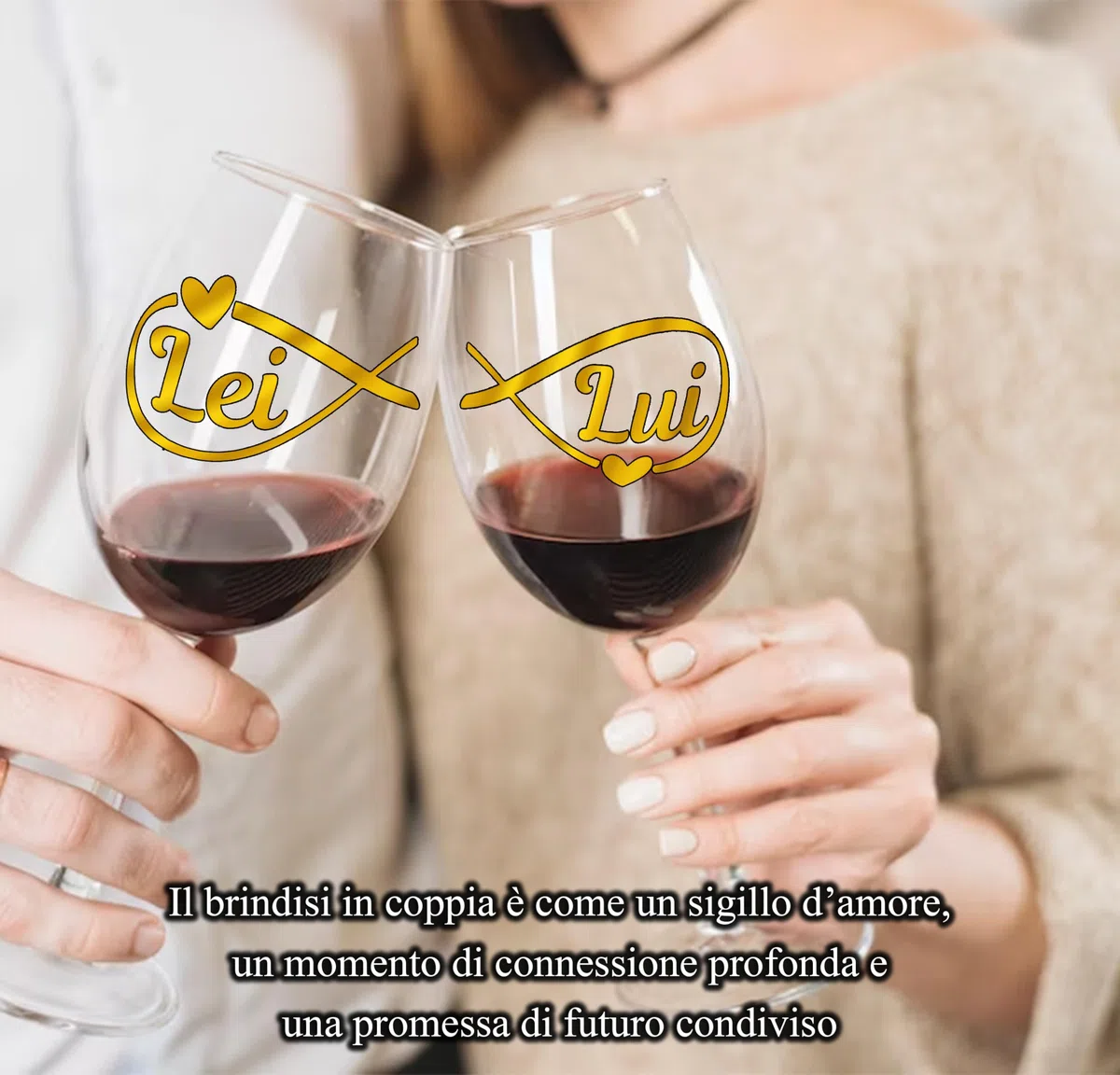 Coppia Calici Vino Personalizzati LUI LEI ∞ – Due Bicchieri Piegati Coordinati Con Simbolo Infinito Per Celebrare L’Amore E I Momenti Insieme Con Confezione Regalo Inclusa