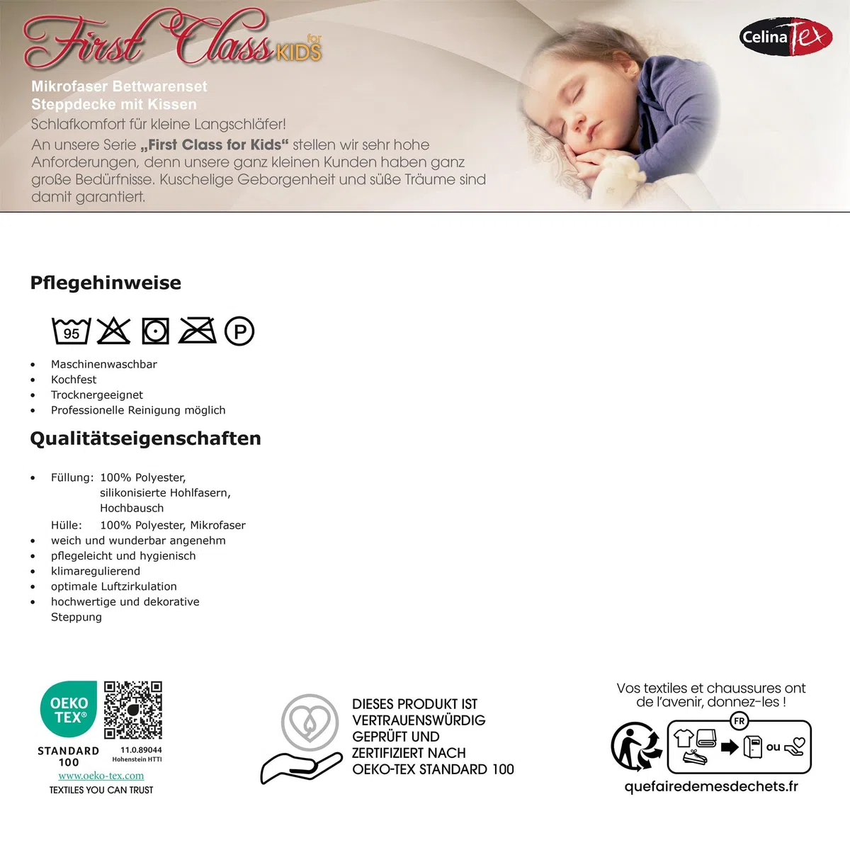 CelinaTex - Set di trapunte Quattro Stagioni per Lettino, 100 x 135, concuscino 40 x 60, Coperta per Bambini Estiva e Invernale, in Microfibra Trapuntata, Oeko Tex, Lavabile a 95 Gradi, 5000977