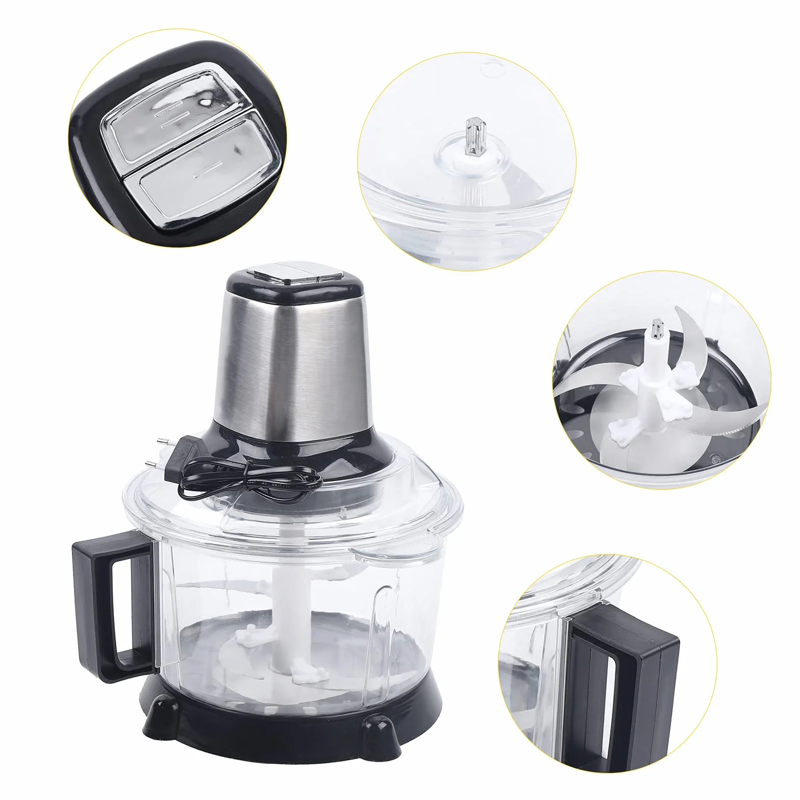 Tritatutto elettrico multifunzione da 5 l, con lame in acciaio inox, grande volume e tritatutto per frutta e verdura, motore da 300 W per utensili da cucina veloci con coperchio di sicurezza