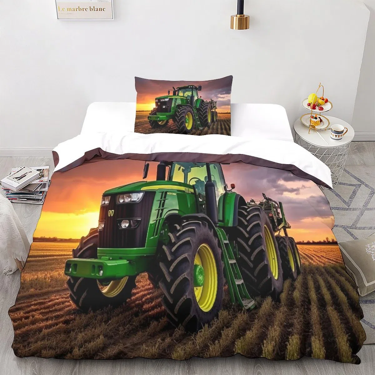 Tractors Duvet Cover Per Ragazzi E Ragazze Set Copripiumino Confortevole Traktoren Biancheria Da Letto Lussuoso Bedding Set Colorato Set Di Biancheria Da Letto Single（135x200cm）