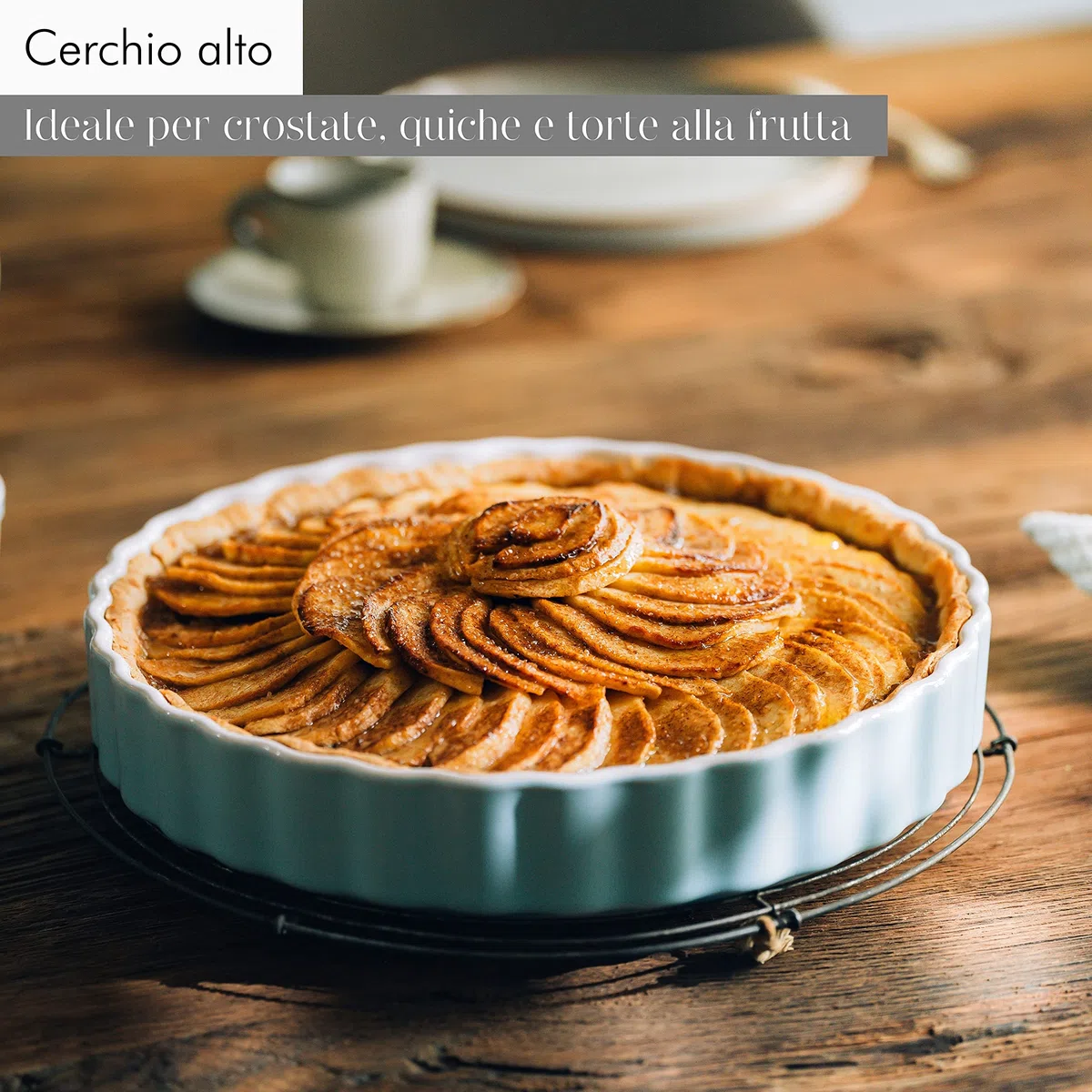KIVY Teglia Forno [28 cm] in Ceramica Antiaderente | Stampo per Dolci, Torte e Quiche | Bianca, Rotonda