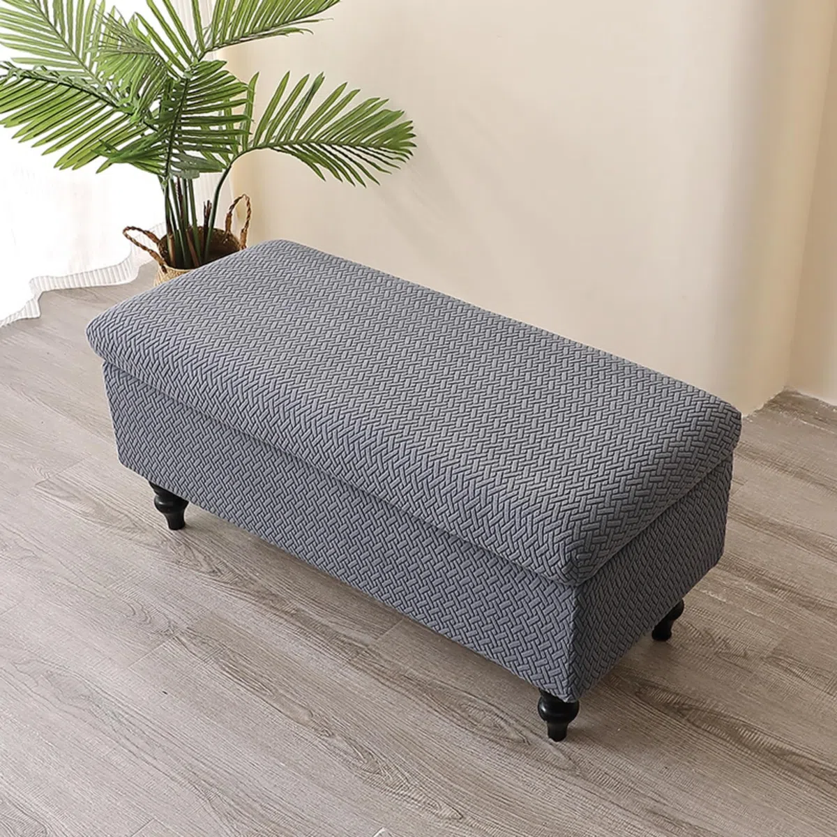 Fodera For Ottomano Elasticizzata Rettangolare Morbida Elastica Copri Panca Portaoggetti Pieghevole Poggiapiedi Lavabile Protezione For Mobili For Sgabello Rimovibile Fodere Pouf(Dark Gray,80-110cm)