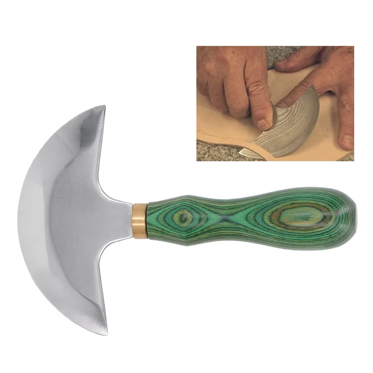 Coltello a Testa Tonda in Acciaio Inossidabile, Manico in Legno di Facile Controllo, Coltello Tondo in Pelle Ad Alta Affilatura con Trattamento Termico, Leggero e Portatile,