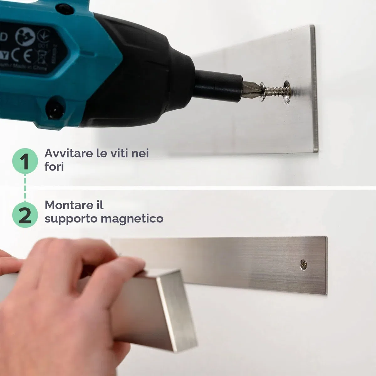Coninx Barra Magnetica per Coltelli 40cm | Porta Coltelli Cucina in Acciaio Inox | Portacoltelli Magnetico Extra Forte | Viti e Adesiva 3M incluse | Ceppo Coltelli vuoto | Sopporto per Coltelli